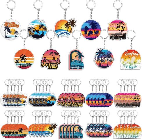 50 Pcs Acrylic Surfboard Keychains Bulk Summer Beach Party Favors Surfing Gifts for Surfers Surf Lovers Supplies Double Sided Keychains Travel Hawaiian California Florida Souvenirs Women Men in Saudi Arabia