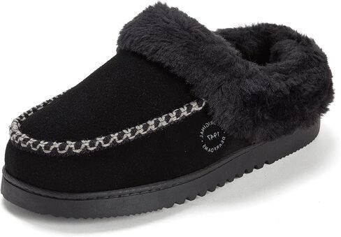 Dearfoams Women's House Slipper Memory Foam Fuzzy Suede Clog - Blaine Furry Cuff Indoor Shoes in Kuwait