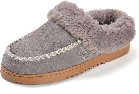Dearfoams Women's House Slipper Memory Foam Fuzzy Suede Clog - Blaine Furry Cuff Indoor Shoes in Kuwait