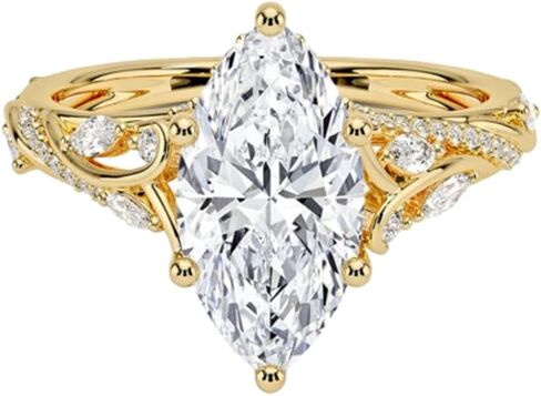1 Ct-5 Ct Marquise Cut Moissanite Engagement Ring Colorless VVS1 10K 14K 18K Solid Gold & 925 Sterling Silver Nature Inspired Vines Anniversary Wedding Bridal Ring Gift for Women in Saudi Arabia