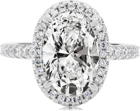 YSDD 5CT Oval Moissanite Engagement Ring, 925 Sterling Silver Plated 18K White Gold Promise Wedding Band for Women in Saudi Arabia