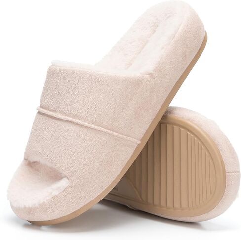 Chantomoo Womens Mens Slippers Memory Foam Slippers for Women and Men Fuzzy Plush Comfy Faux Fur Lined Suede Upper Gift Slippers in Saudi Arabia