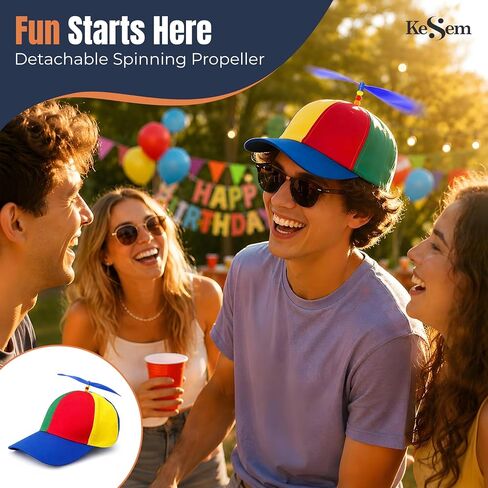 KESEM Propeller Hat Funny Helicopter Cap, Rainbow Propeller Cap, Silly Hat With Propeller, Colorful Adjustable Helicopter Spinning Party Hat For Adults, Parties, Costumes, Birthdays & Events in Saudi Arabia