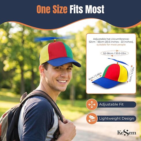 KESEM Propeller Hat Funny Helicopter Cap, Rainbow Propeller Cap, Silly Hat With Propeller, Colorful Adjustable Helicopter Spinning Party Hat For Adults, Parties, Costumes, Birthdays & Events in Saudi Arabia