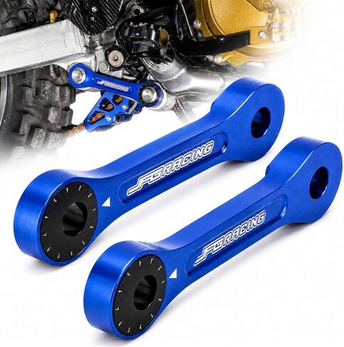 JFG RACING DRZ 400 Lowering,C to C 129MM-135MM/5.07"-5.31" 7075 Dirt Bike Adjustable Lower Link for DRZ400 DRZ400S DRZ400E DRZ400SM 2000-2017 RM125 RM200 1996-2000/62640-37E11 - Blue in Kuwait