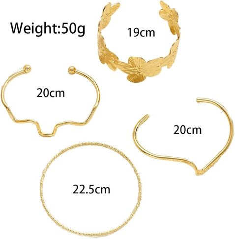 Gold Chunky Stackable Flower Bangle for Women,Trendy Boho Floral Open Cuff Bracelet Set,Fashion Spring Outfit Accessories Birthday Jewelry Gift in Saudi Arabia