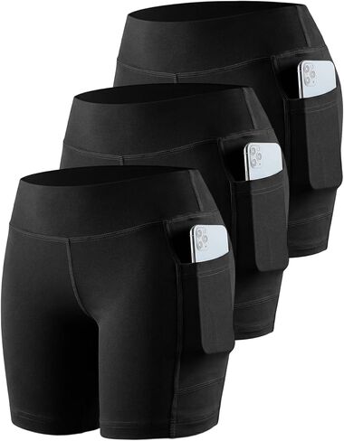 JZCreater Women's Biker Shorts with Pocket, 5 Inch High Waisted Tummy Control Spandex Yoga Running Workout Shorts in Saudi Arabia