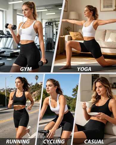 JZCreater Women's Biker Shorts with Pocket, 5 Inch High Waisted Tummy Control Spandex Yoga Running Workout Shorts in Saudi Arabia