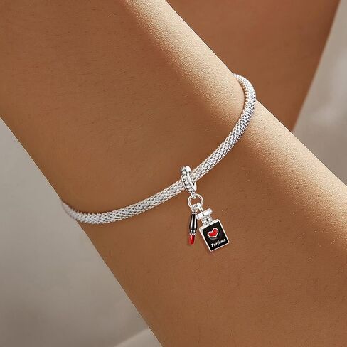 1pc 925 Silver Silver Charm Fashionable perfume lipstick for Women Bracelets Bangles DIY And Daily Outfit Matching Jewelry Decoration For Women Gift For Mom in Kuwait