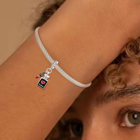 1pc 925 Silver Silver Charm Fashionable perfume lipstick for Women Bracelets Bangles DIY And Daily Outfit Matching Jewelry Decoration For Women Gift For Mom in Kuwait