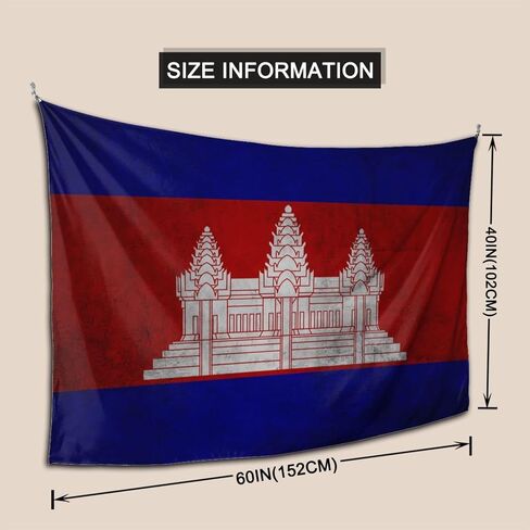 Cambodia Cambodian Flag Tapestry 60x40 Inches Wall Decoration Tapestries Aesthetic Wall Hanging For Home Decor Bedroom Living Room Dorm Decor in Saudi Arabia