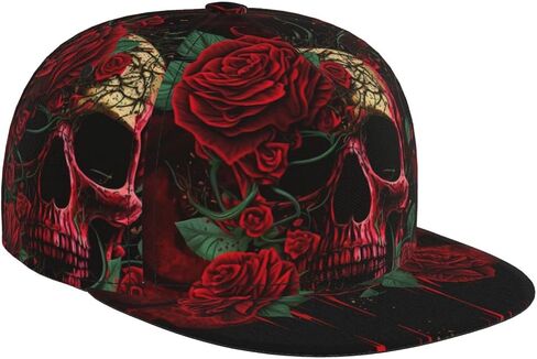 Gothic Rose Blood Skull Baseball Cap - Lightweight Snapback Hat for Running Traveling Outdoor Activities in Kuwait