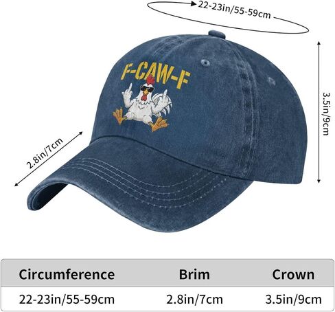 F Caw F Chicken Hat for Men Navy Blue Women Funny Humor Classic Baseball Hats for Girls Dirty in Kuwait