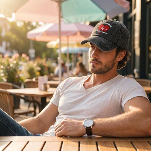 Heart Surgery Survivor Recovery Gifts for Men Women-The Beat Goes On Trendy Embroidered Washed Baseball Cap,Black in Saudi Arabia
