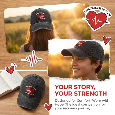 Heart Surgery Survivor Recovery Gifts for Men Women-The Beat Goes On Trendy Embroidered Washed Baseball Cap,Black in Saudi Arabia