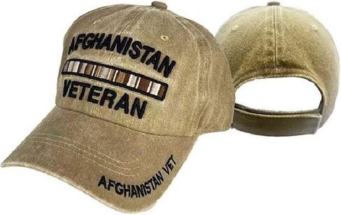 Trade Winds Afghanistan WAR Veteran Khaki Stone Biege Subdued Embroidered HAT Cap Licensed in Kuwait