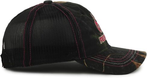 قبعة Realtree Pink Logo Camo Trucker - قبعة صيد بيسبول للسيدات، شبكة خلفية، حزام قابل للتعديل، مقاس واحد in Kuwait