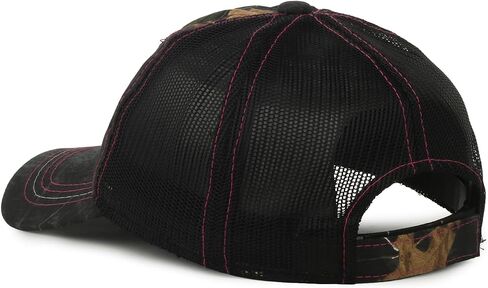 قبعة Realtree Pink Logo Camo Trucker - قبعة صيد بيسبول للسيدات، شبكة خلفية، حزام قابل للتعديل، مقاس واحد in Kuwait