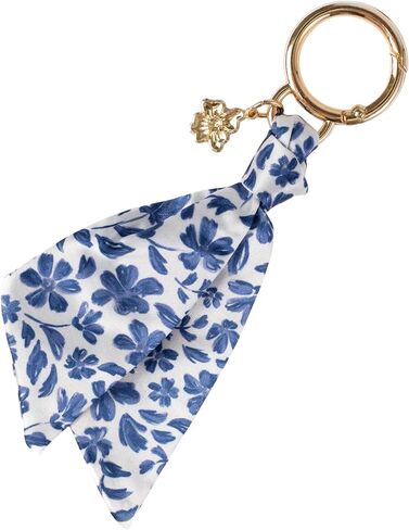 Elyse Breanne Design - Satin Keychain with Gold Flower - Cute Bag Charm for Purse, Handbag, Keys, Luggage - 6" inches long in Saudi Arabia