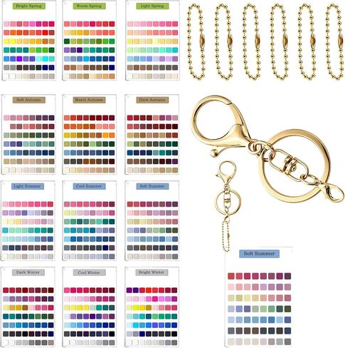 6Pcs Color Palette Soft Seasonal Analysis Draping Kit Card, Portable Soft Autumn Summer Color Swatch Palette Cards & Draping Guide for Women Shopping Makeup, 54 Reference Colors Season Gift in Kuwait