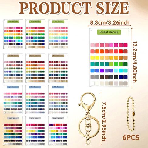 6Pcs Color Palette Soft Seasonal Analysis Draping Kit Card, Portable Soft Autumn Summer Color Swatch Palette Cards & Draping Guide for Women Shopping Makeup, 54 Reference Colors Season Gift in Kuwait