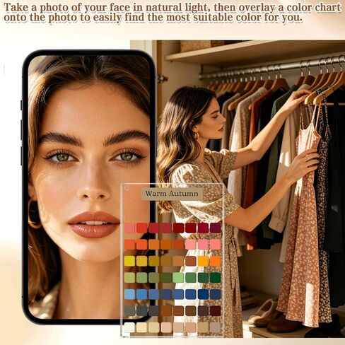 6Pcs Color Palette Soft Seasonal Analysis Draping Kit Card, Portable Soft Autumn Summer Color Swatch Palette Cards & Draping Guide for Women Shopping Makeup, 54 Reference Colors Season Gift in Kuwait