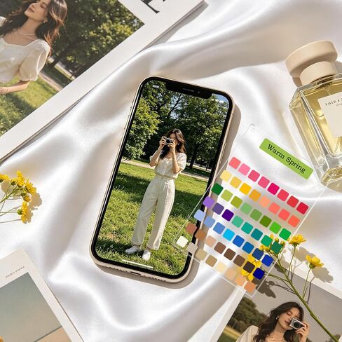 6Pcs Color Palette Soft Seasonal Analysis Draping Kit Card, Portable Soft Autumn Summer Color Swatch Palette Cards & Draping Guide for Women Shopping Makeup, 54 Reference Colors Season Gift in Kuwait