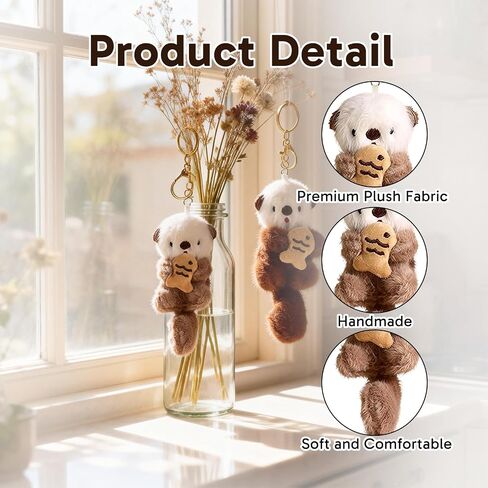 2pcs Cute Otter Keychain, Cute Keychain, Stuffed Animal Bag Charm, Soft Plush Pendant for Backpack, Keys, Wallet in Saudi Arabia