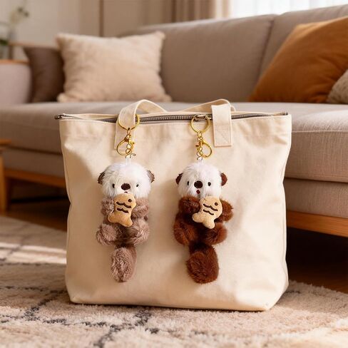 2pcs Cute Otter Keychain, Cute Keychain, Stuffed Animal Bag Charm, Soft Plush Pendant for Backpack, Keys, Wallet in Saudi Arabia