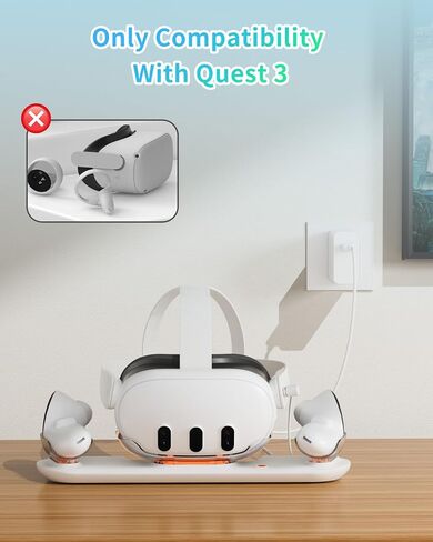 Charging Kit for Meta Quest 2, AOJAKI VR Charging Kit for Charging Oculus Quest 2, Charging Station with 2 Rechargeable Batteries, 6ft USB-C Charger and Cable, 4Pcs Thumb Grip Caps in Kuwait
