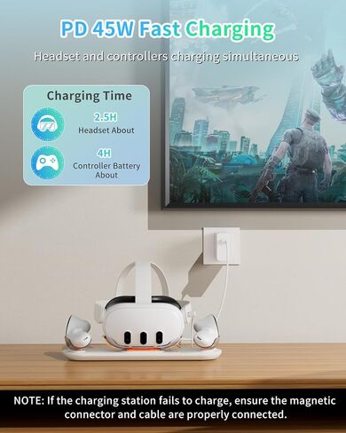 Charging Kit for Meta Quest 2, AOJAKI VR Charging Kit for Charging Oculus Quest 2, Charging Station with 2 Rechargeable Batteries, 6ft USB-C Charger and Cable, 4Pcs Thumb Grip Caps in Kuwait