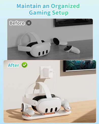 Charging Kit for Meta Quest 2, AOJAKI VR Charging Kit for Charging Oculus Quest 2, Charging Station with 2 Rechargeable Batteries, 6ft USB-C Charger and Cable, 4Pcs Thumb Grip Caps in Kuwait