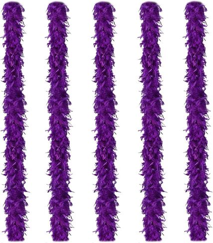 whitefeather Feather Boa Party Pack - 5 Pack 45g Bulk Feather Boas, 2 Yard Each Fluffy Boas for Party, Costume Accessories in Saudi Arabia