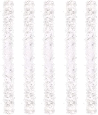 whitefeather Feather Boa Party Pack - 5 Pack 45g Bulk Feather Boas, 2 Yard Each Fluffy Boas for Party, Costume Accessories in Saudi Arabia