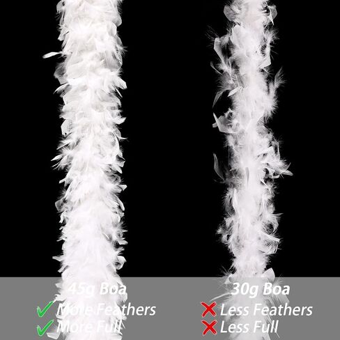 whitefeather Feather Boa Party Pack - 5 Pack 45g Bulk Feather Boas, 2 Yard Each Fluffy Boas for Party, Costume Accessories in Saudi Arabia