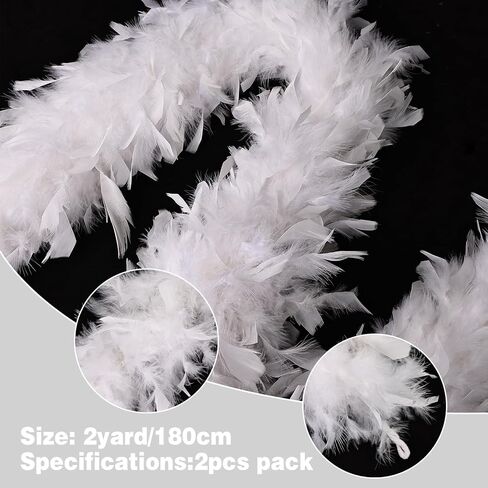whitefeather Feather Boa Party Pack - 5 Pack 45g Bulk Feather Boas, 2 Yard Each Fluffy Boas for Party, Costume Accessories in Saudi Arabia