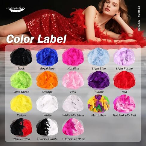 whitefeather Feather Boa Party Pack - 5 Pack 45g Bulk Feather Boas, 2 Yard Each Fluffy Boas for Party, Costume Accessories in Saudi Arabia