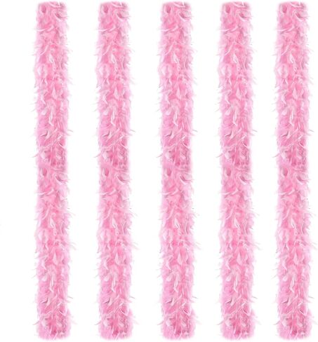 whitefeather Feather Boa Party Pack - 5 Pack 45g Bulk Feather Boas, 2 Yard Each Fluffy Boas for Party, Costume Accessories in Saudi Arabia