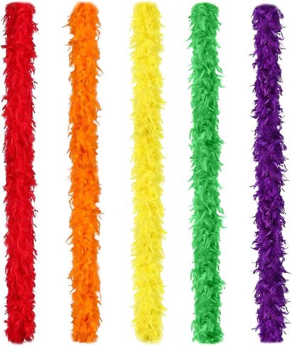 whitefeather Feather Boa Party Pack - 5 Pack 45g Bulk Feather Boas, 2 Yard Each Fluffy Boas for Party, Costume Accessories in Saudi Arabia