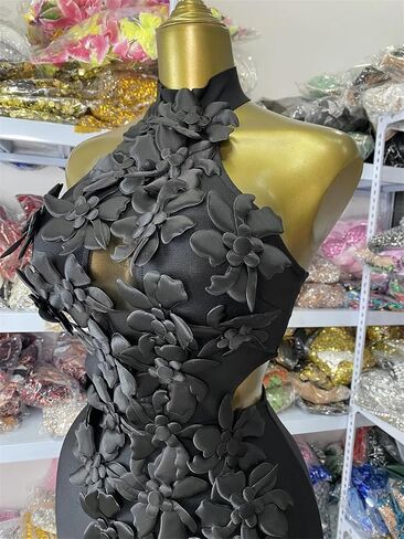 فستان ماكسي نسائي بأشرطة بدون أكمام مزين بالزهور وفتحة عالية للحفلات المسائية in Kuwait