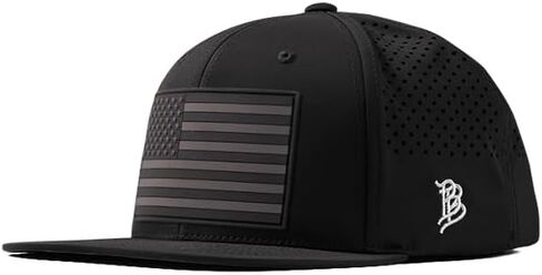Branded Bills Salute Midnight American Flag Performance Snapback Hat for Men | Flat Bill or Curved Brim Baseball Cap in Kuwait