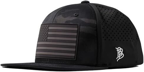 Branded Bills Salute Midnight American Flag Performance Snapback Hat for Men | Flat Bill or Curved Brim Baseball Cap in Kuwait