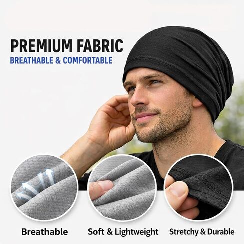 2 Pack Skull Caps for Men Women, Breathable Quick Dry Helmet Liner Beanie for Running Cycling Black,Grey in Kuwait