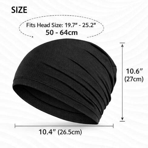 2 Pack Skull Caps for Men Women, Breathable Quick Dry Helmet Liner Beanie for Running Cycling Black,Grey in Kuwait