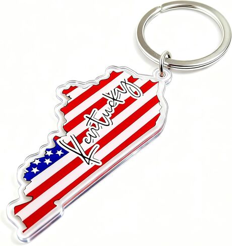 Kentucky Souvenirs Keychain With Key Ring - American Flag Keychain, Key Holder For Gifts,Souvenirs From Usa,Spot M in Kuwait