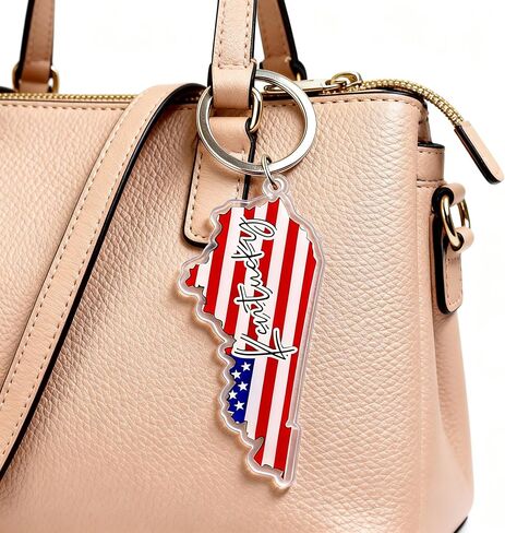 Kentucky Souvenirs Keychain With Key Ring - American Flag Keychain, Key Holder For Gifts,Souvenirs From Usa,Spot M in Kuwait