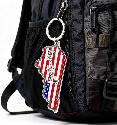 Kentucky Souvenirs Keychain With Key Ring - American Flag Keychain, Key Holder For Gifts,Souvenirs From Usa,Spot M in Kuwait