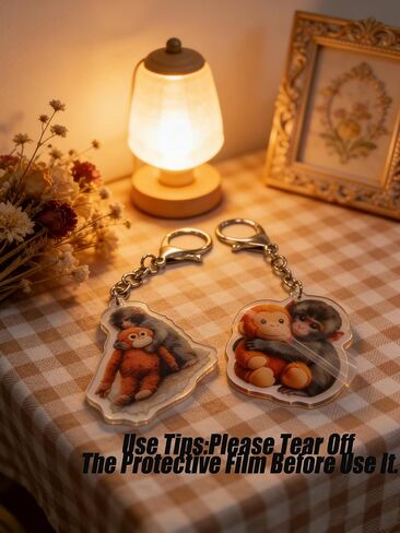 2Pack Punch Monkey Keychain Set, Funny Punch Monkey Plush Acrylic Keychain & Bag Charm, Cute Monkey Keychain for Keys, Backpack & Zipper Pulls, Animal Lover Gifts for Monkey Enthusiasts in Saudi Arabia