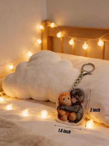 2Pack Punch Monkey Keychain Set, Funny Punch Monkey Plush Acrylic Keychain & Bag Charm, Cute Monkey Keychain for Keys, Backpack & Zipper Pulls, Animal Lover Gifts for Monkey Enthusiasts in Saudi Arabia