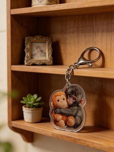 2Pack Punch Monkey Keychain Set, Funny Punch Monkey Plush Acrylic Keychain & Bag Charm, Cute Monkey Keychain for Keys, Backpack & Zipper Pulls, Animal Lover Gifts for Monkey Enthusiasts in Saudi Arabia